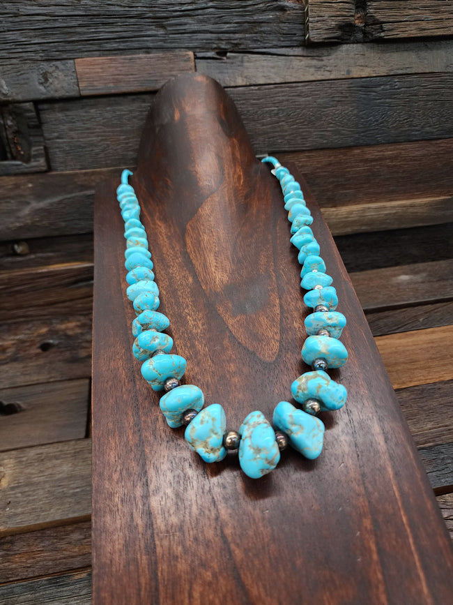 Graduated Turquoise Nugget Necklace