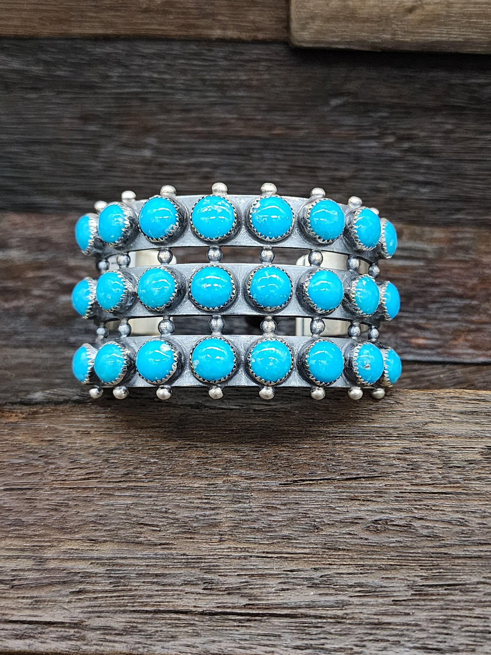 Anna Spencer Three-Row Turquoise Cuff Bracelet