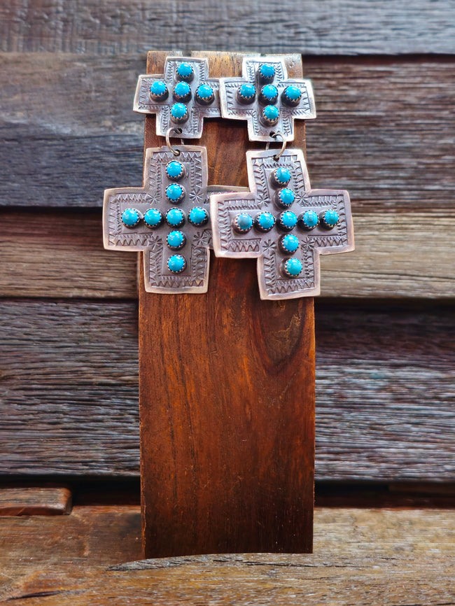 Santa Fe Cross Turquoise Earrings