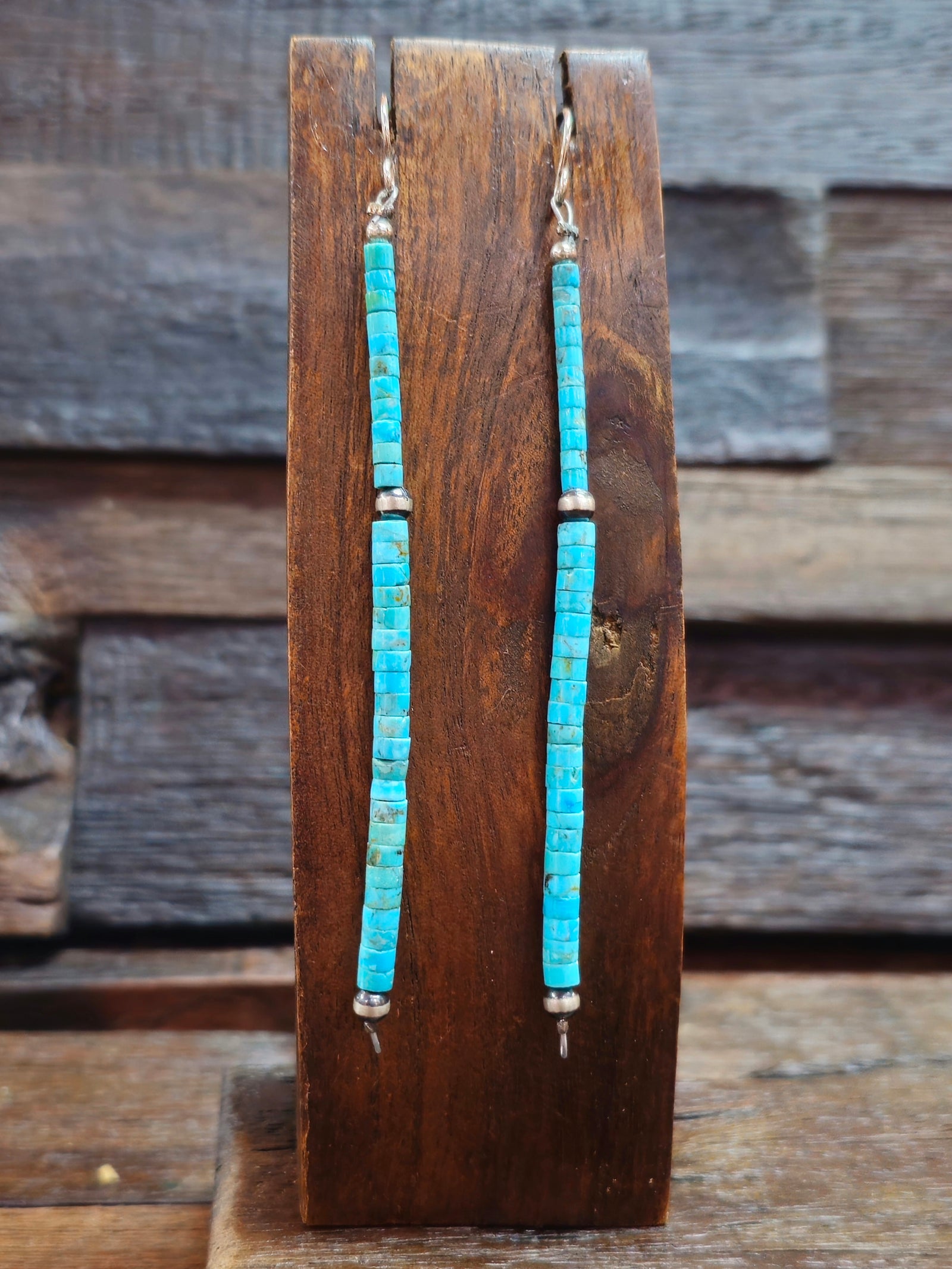 Blue Turquoise Heishi Earrings