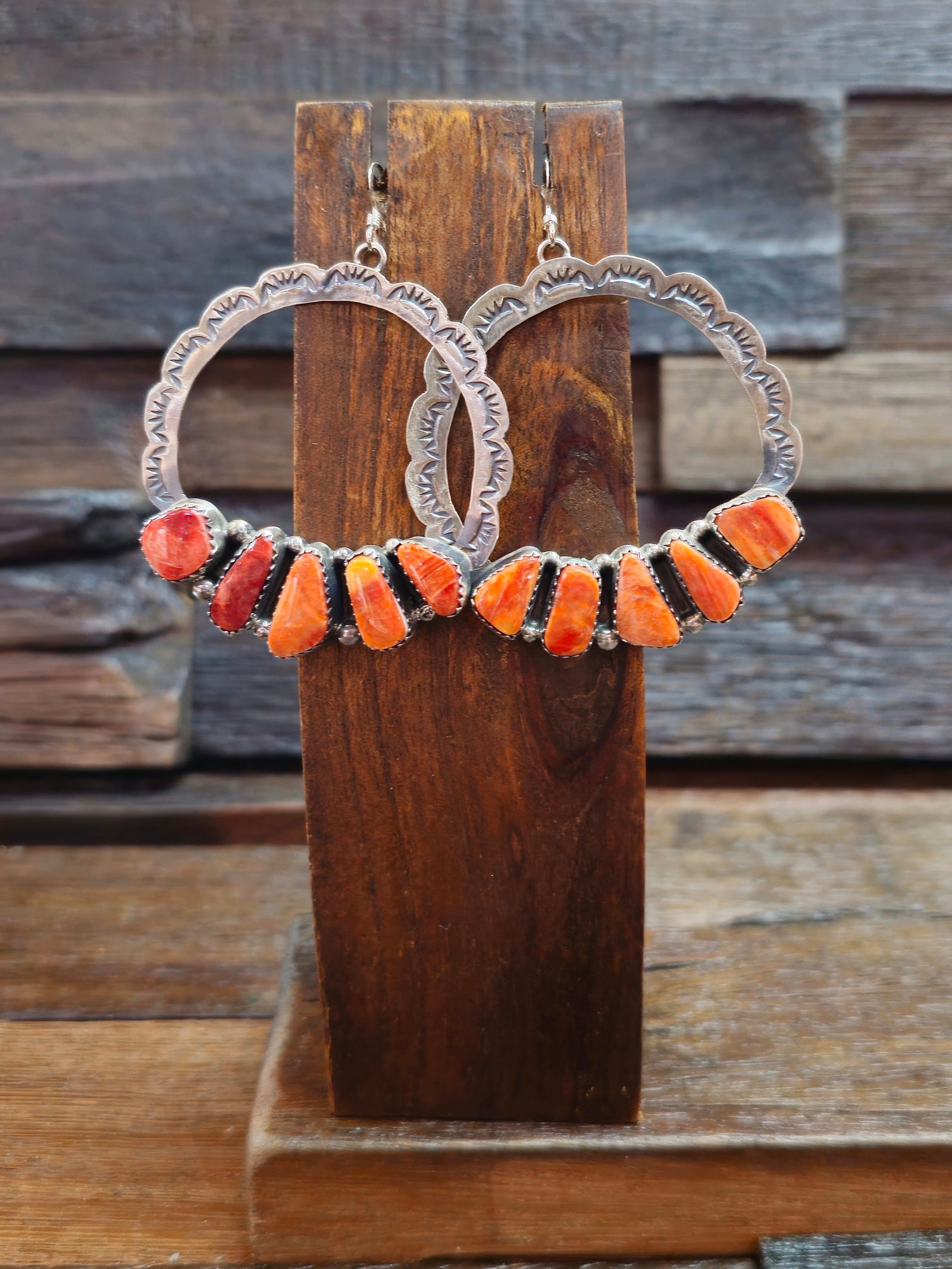 Anna Spencer Large Orange Spiny Oyster Earrings