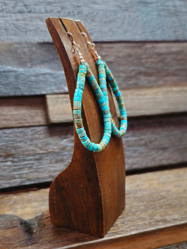 Turquoise Heishi Loop Earrings