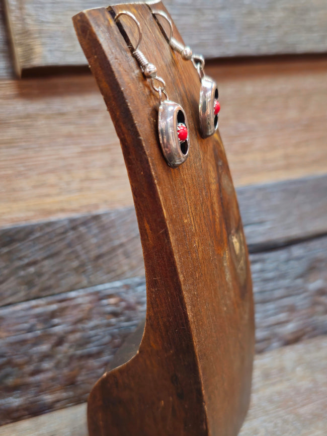 Oval Coral Shadowbox Earrings