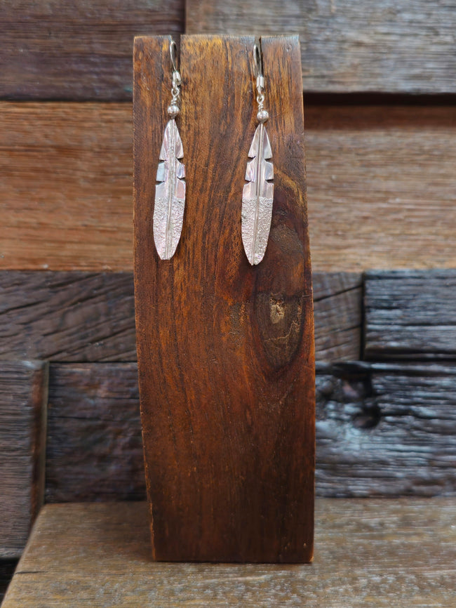 Marvin Arviso Sterling Silver Feather Earrings