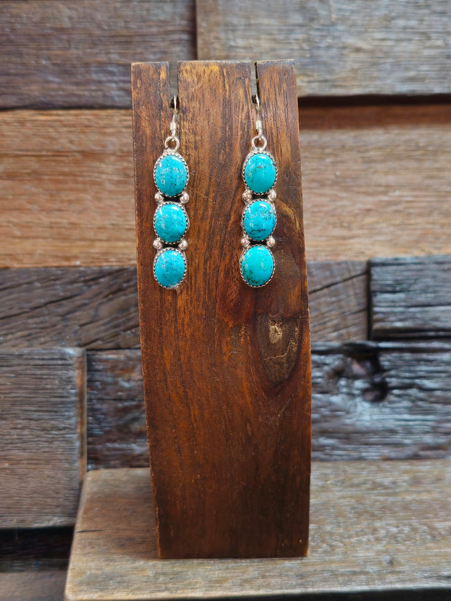 Julia Etsitty Three-Stone Turquoise Earrings