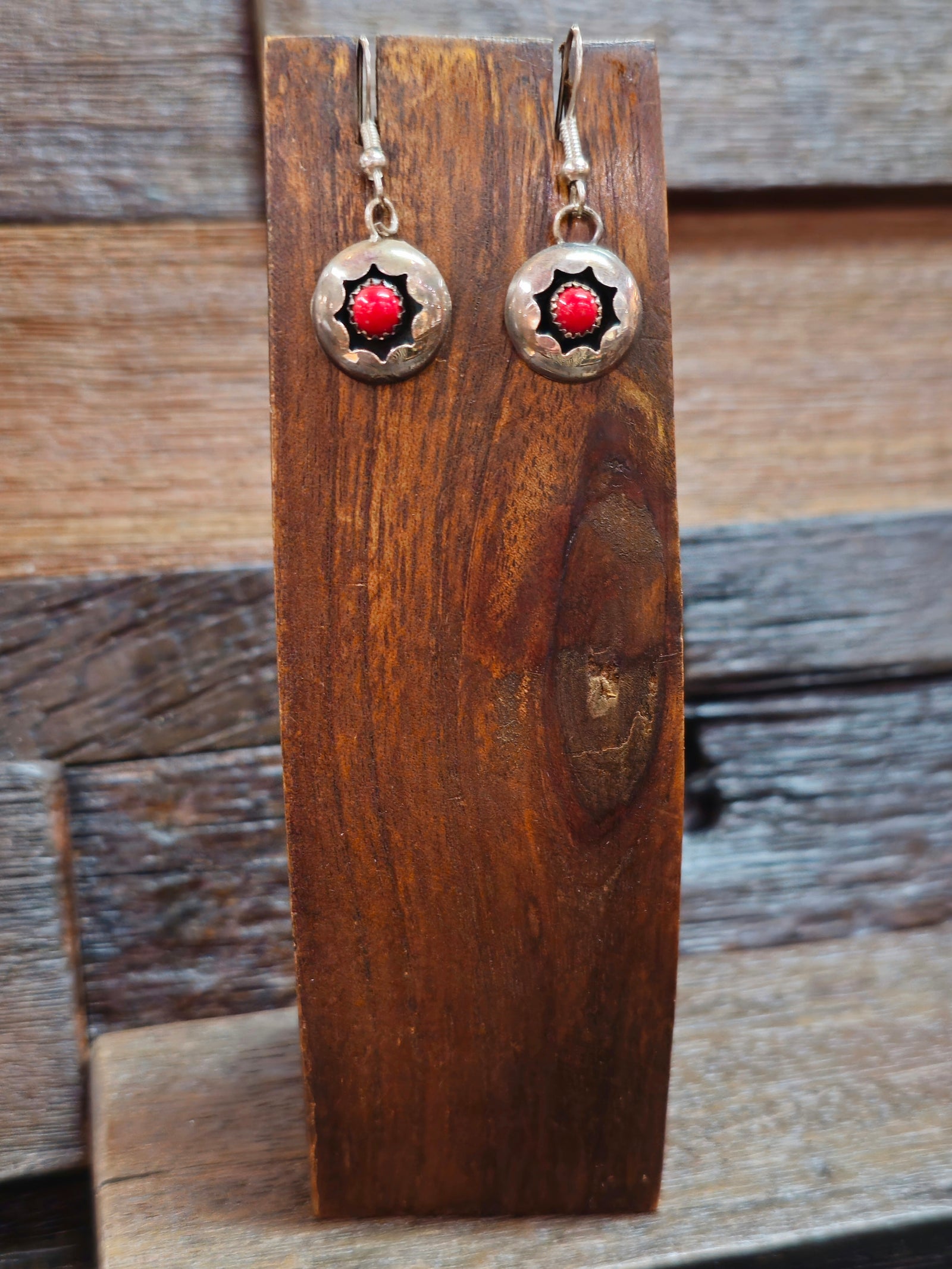 Small Coral Shadowbox Earrings