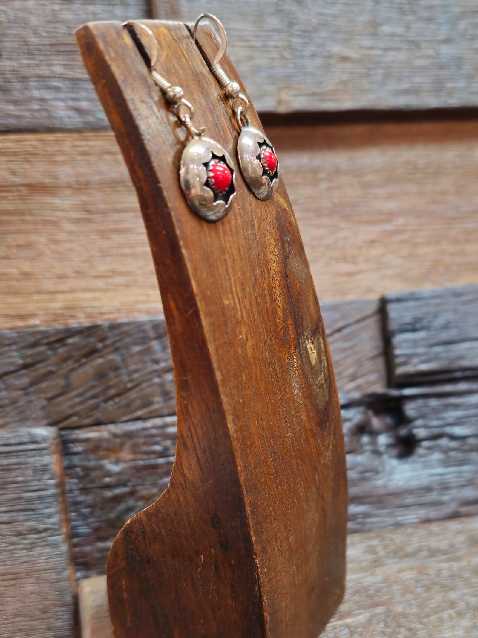 Small Coral Shadowbox Earrings