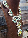 Bobby Johnson Turquoise Cluster Lariat and Earring Set