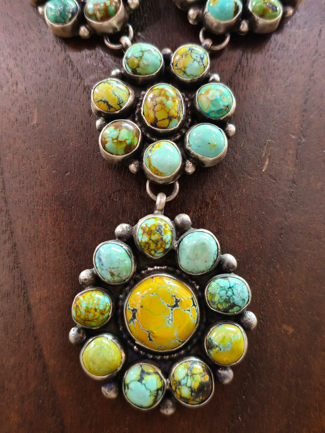 Bobby Johnson Turquoise Cluster Lariat and Earring Set