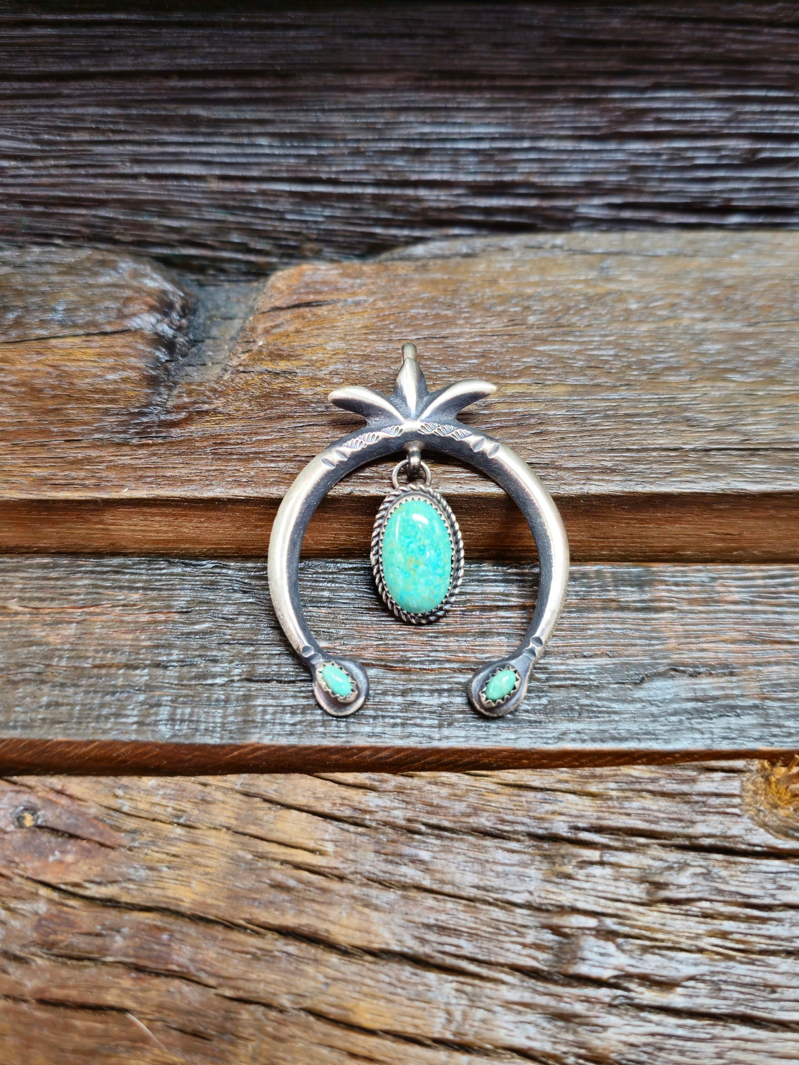 Sterling Silver Turquoise Naja Pendant by Martha Cayatineto