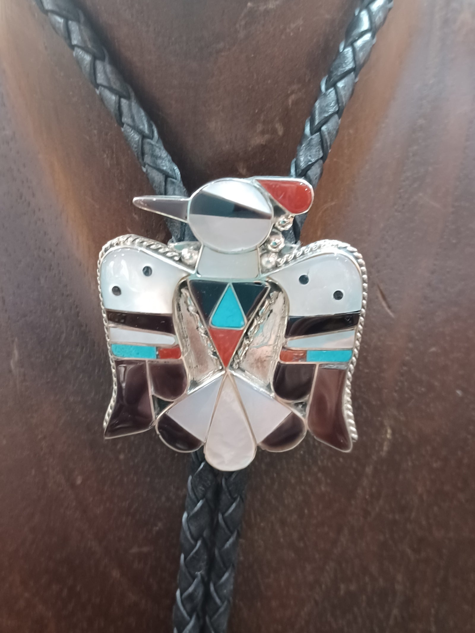 Zuni Inlay Thunderbird Bolo Tie