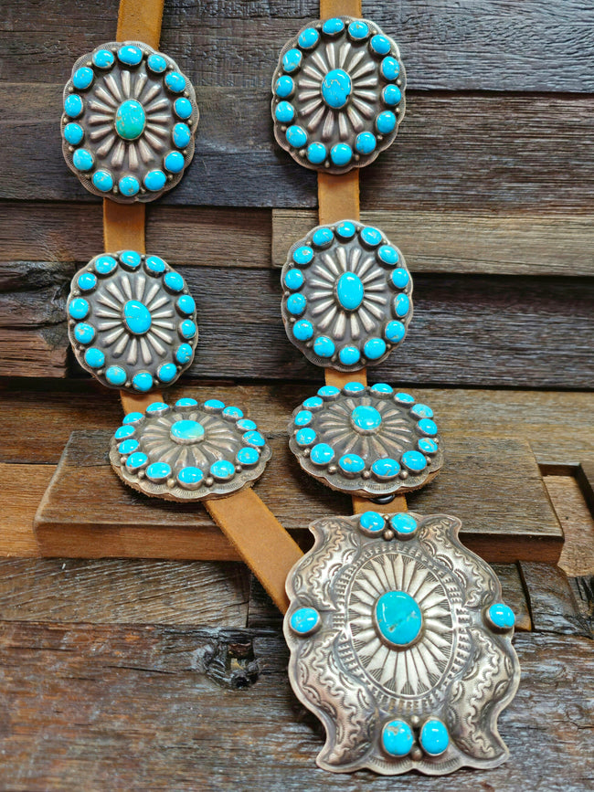 Blue Turquoise Concho Belt by Dan Morgan