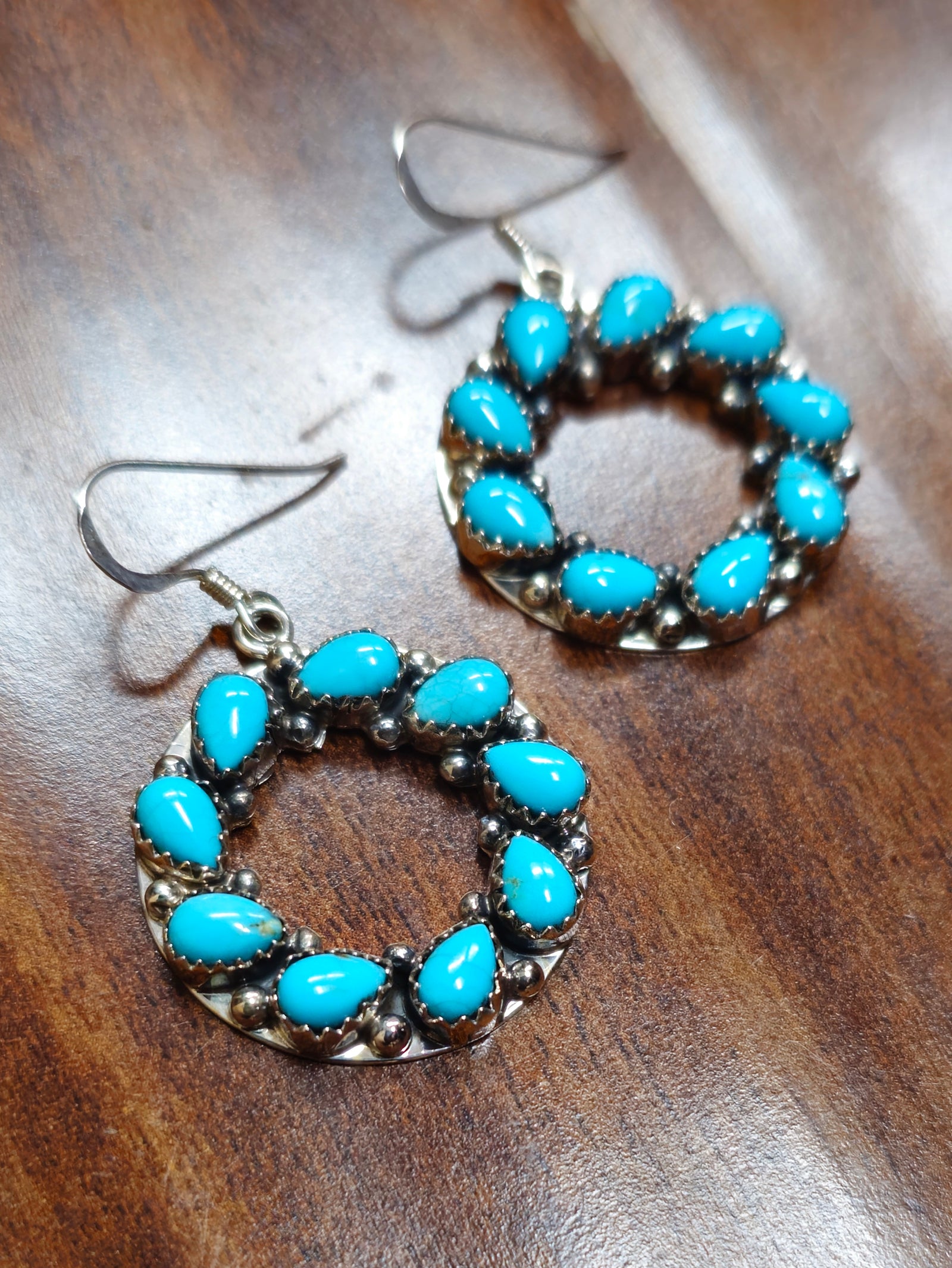 Joanne Spencer Turquoise Circle Earrings with Teardrops