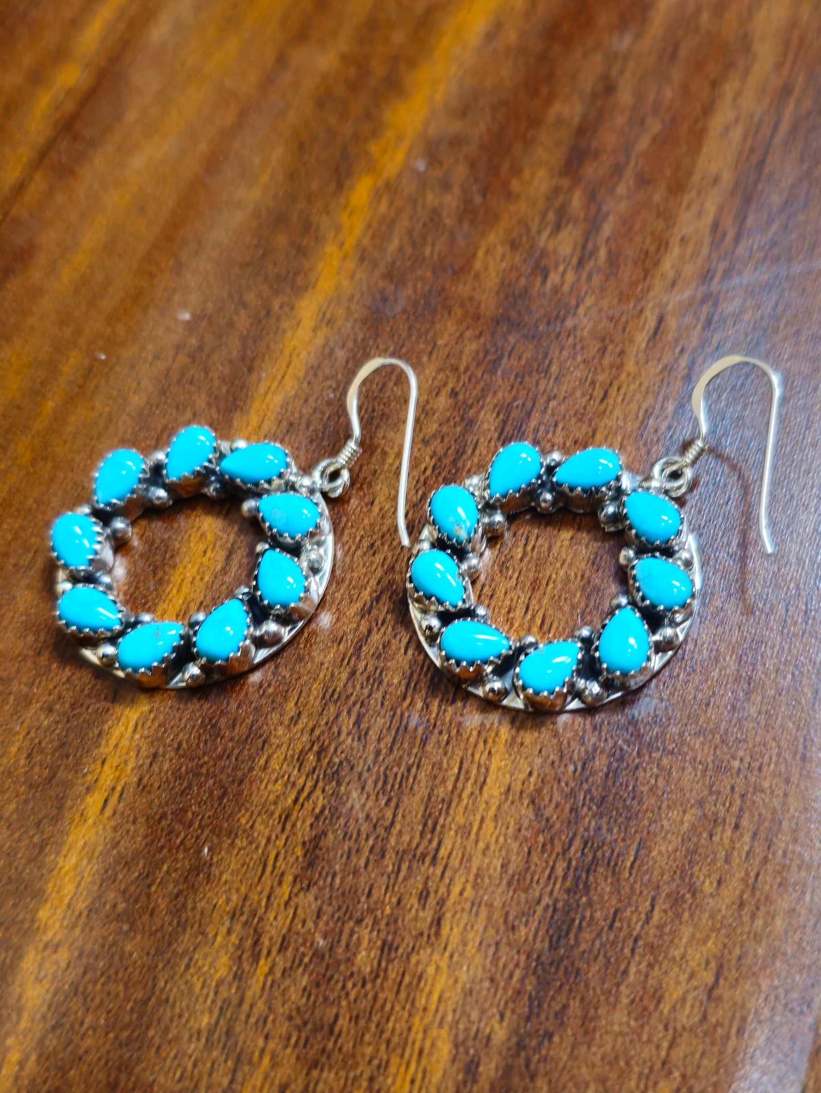 Joanne Spencer Turquoise Circle Earrings with Teardrops