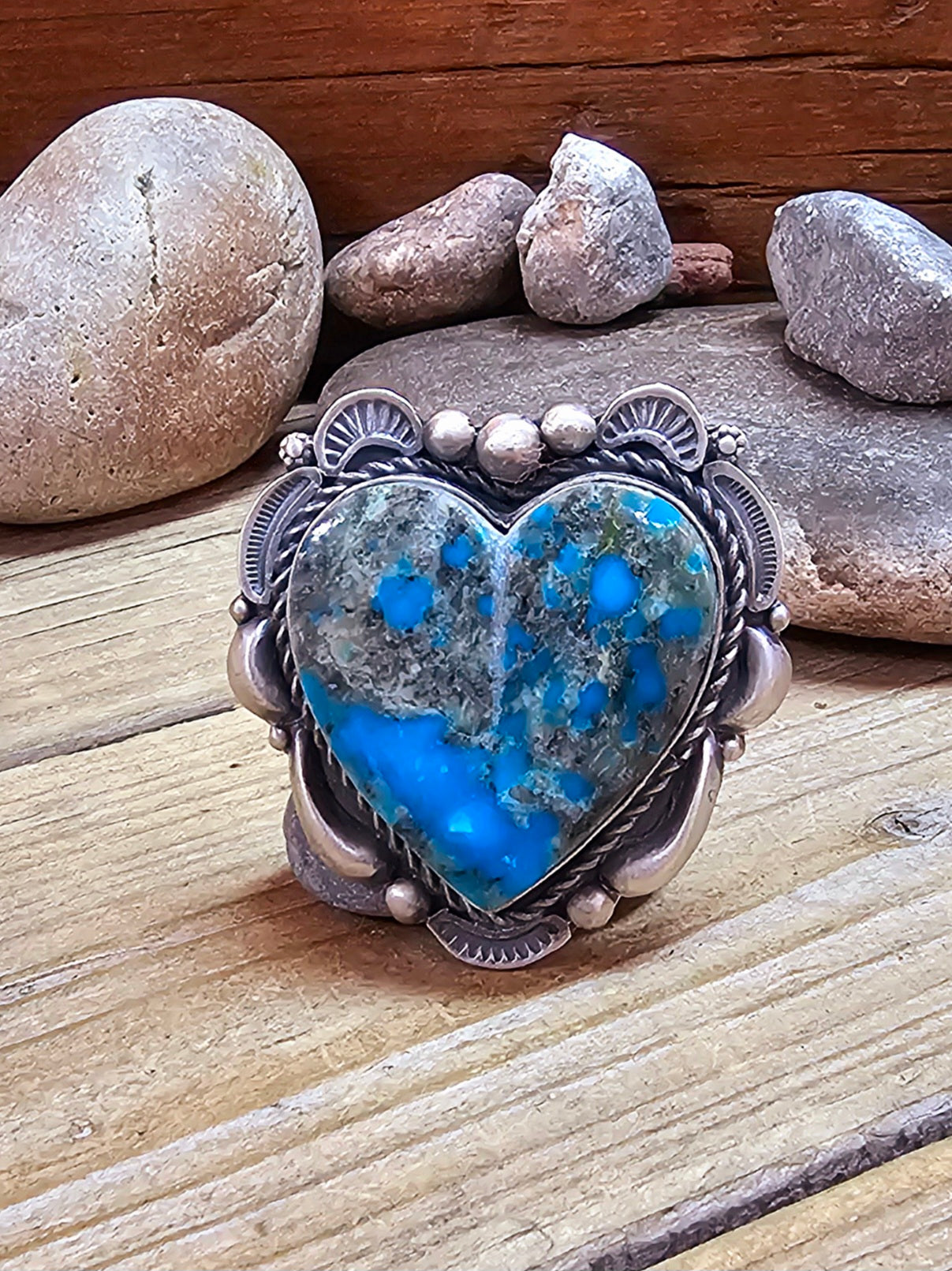 Ronald Tom Adjustable Turquoise Heart Ring