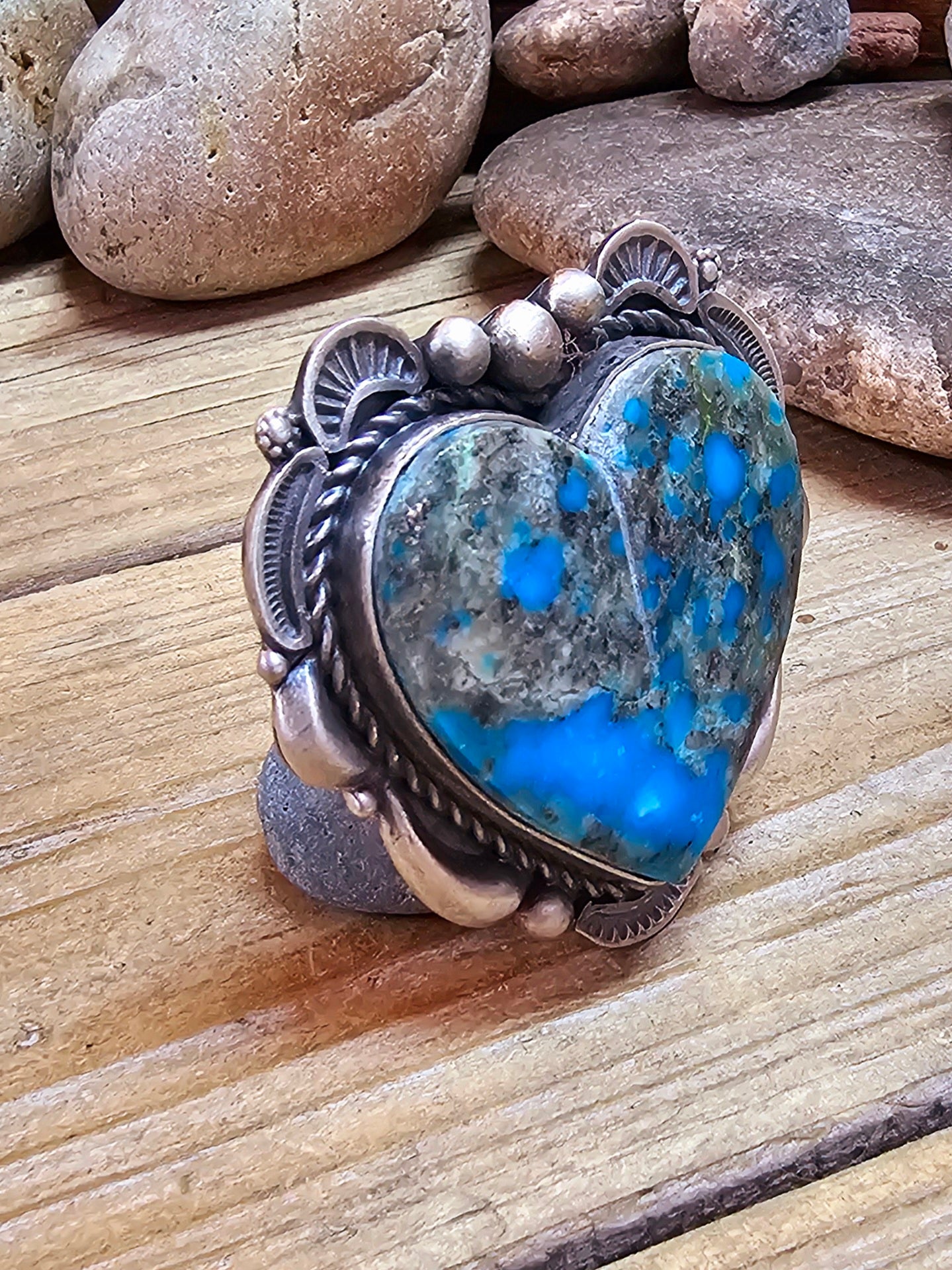 Ronald Tom Adjustable Turquoise Heart Ring