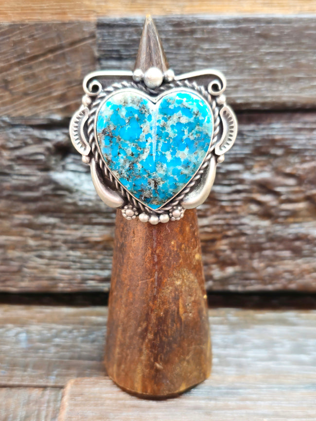 Ronald Tom Adjustable Turquoise Heart Ring