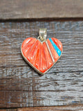 Orange Spiny Inlay Heart Pendant