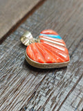 Orange Spiny Inlay Heart Pendant