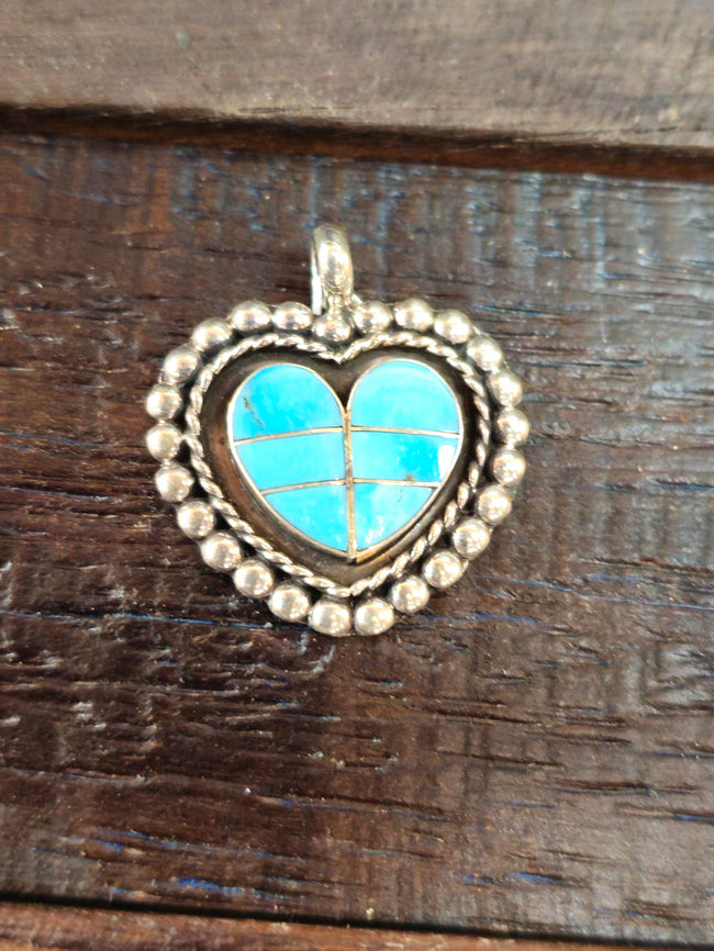 Turquoise Inlay Heart Pendant