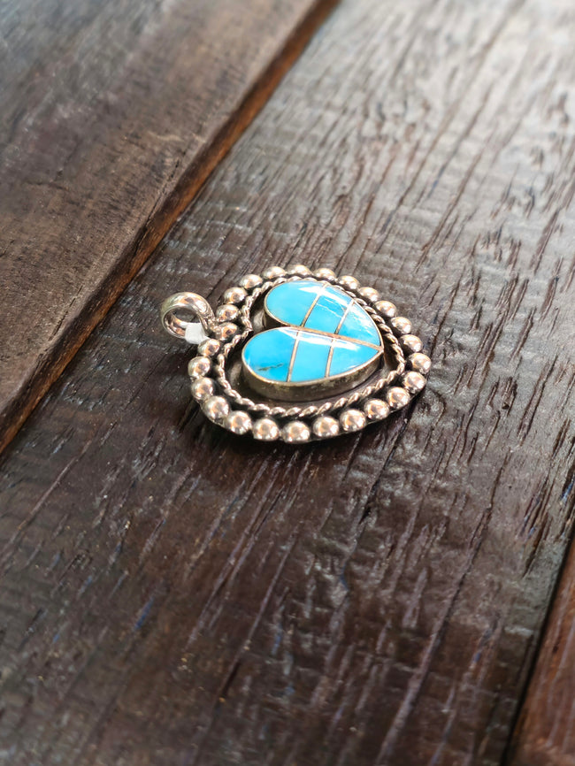 Turquoise Inlay Heart Pendant