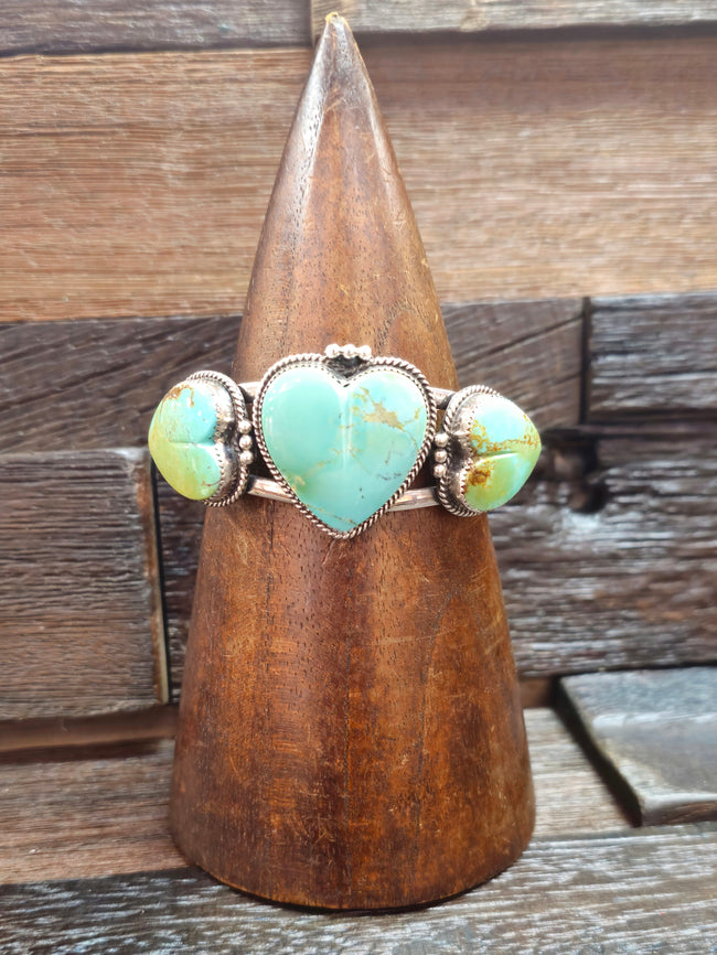 Three-Stone Turquoise Heart Bracelet