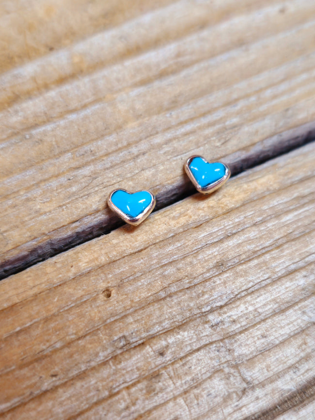 Kallen Rollestewa Turquoise Heart Mini Studs