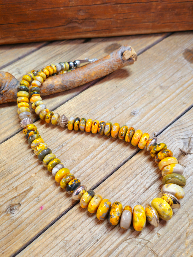 Bumblebee Jasper and Sterling Silver Necklace