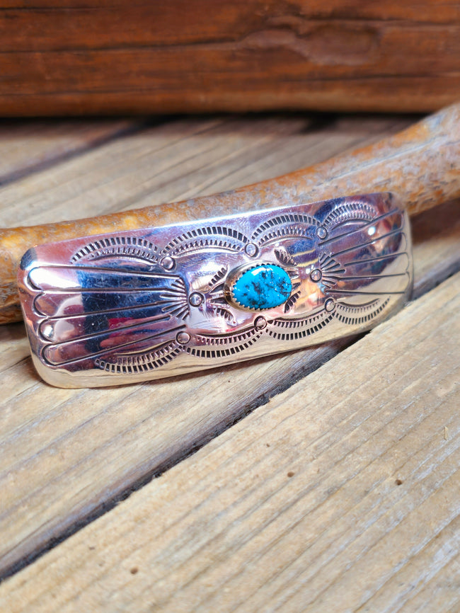 Turquoise and Sterling Barrette by Jolene Begay