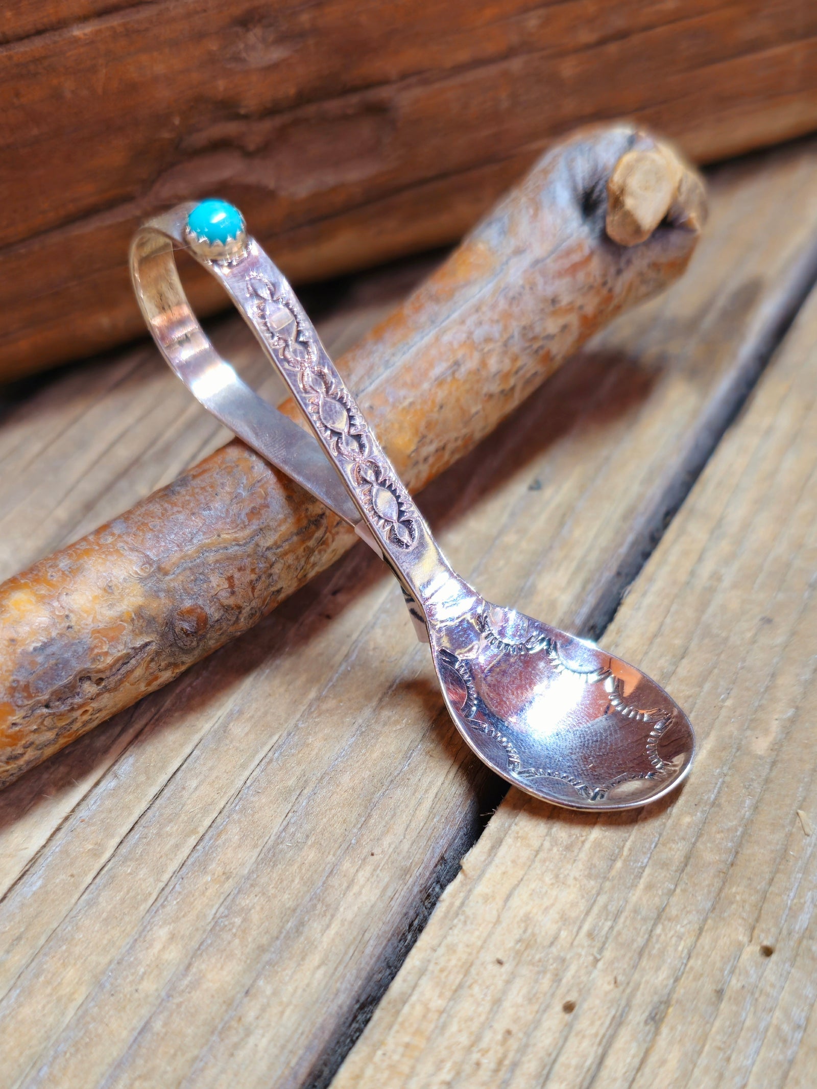 Turquoise and Sterling Baby Spoon by Jeffrey Castillo