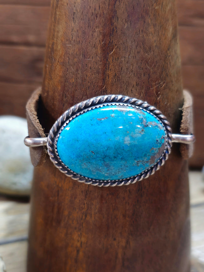 Turquoise and Leather Bracelet by J. Dale