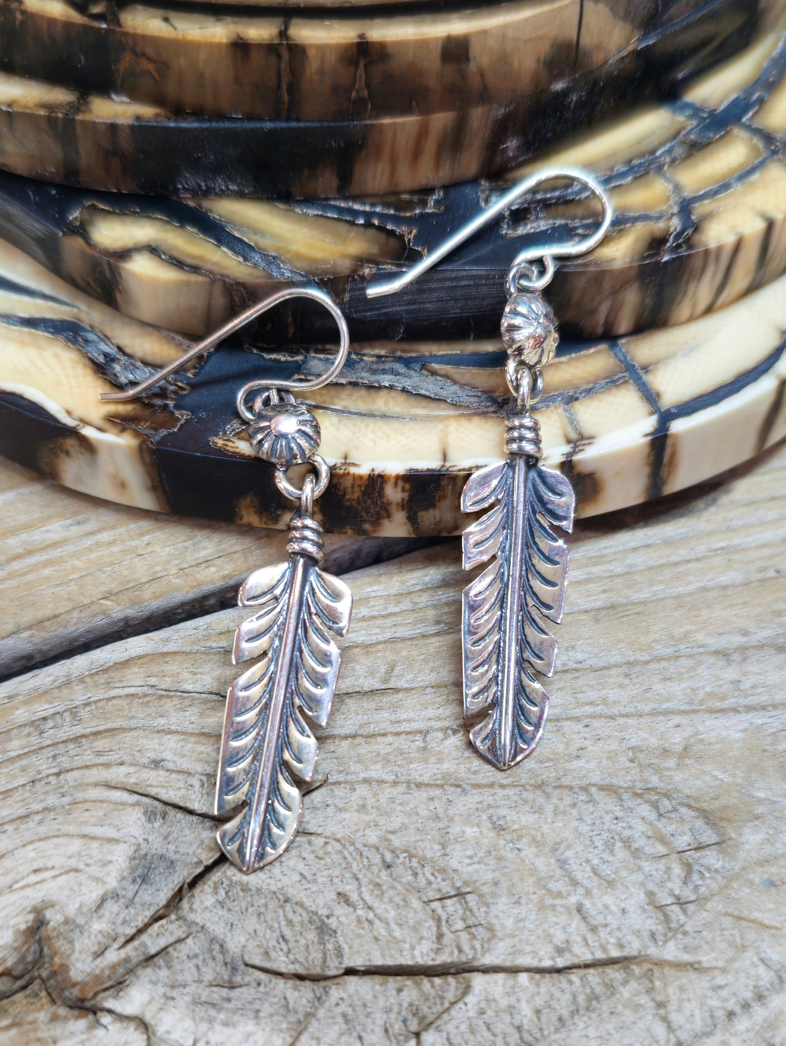 Sterling Silver Feather Hook Earrings