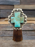 Large Turquoise Cross Ring by Richard Jim Size 9