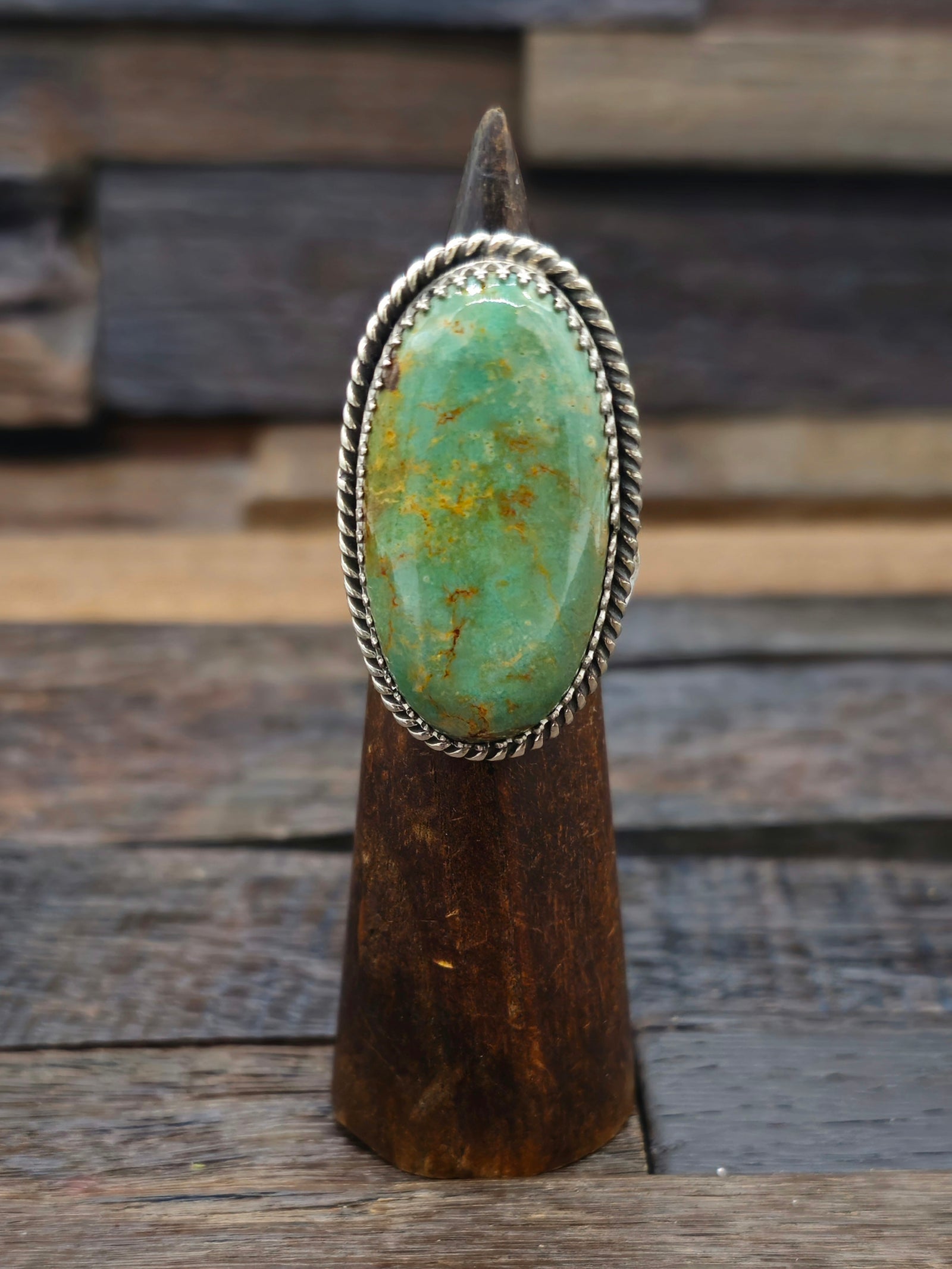 Adjustable Turquoise Ring by Larry Hurley