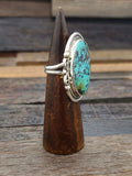 Large Turquoise and Sterling Silver Ring by Leslie Nez Size 10