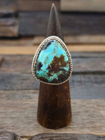 Adjustable Rectangular Royston Turquoise Ring