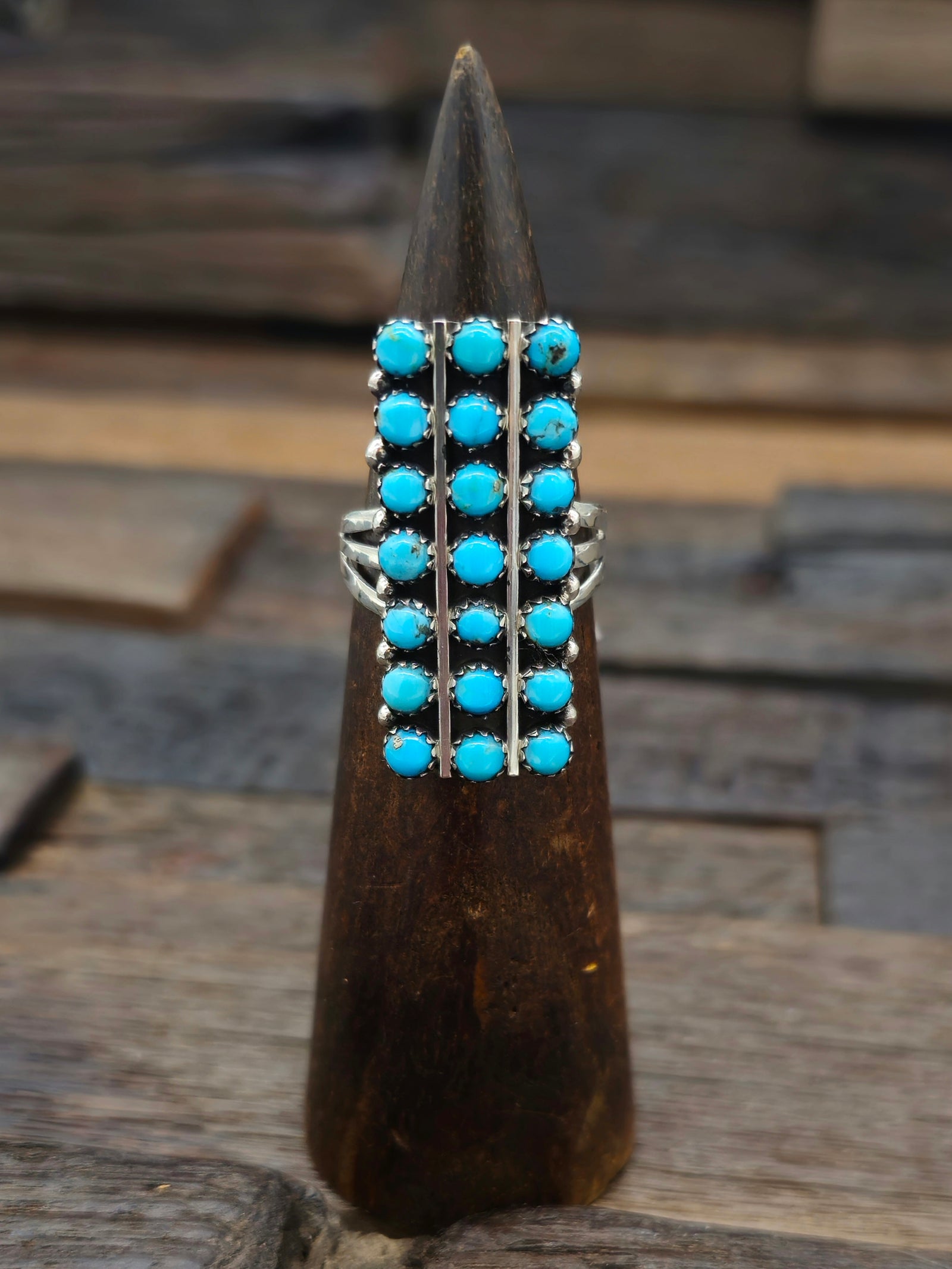 Turquoise Petit Point Array Ring Size 9.5