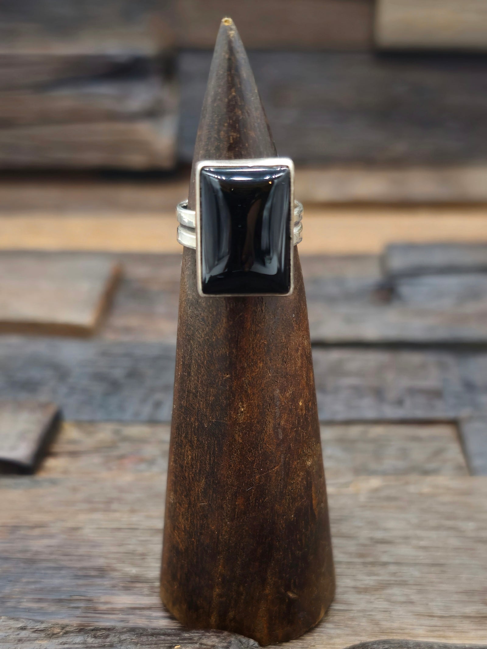 Rectangular Black Onyx Ring by Jacob Troncosa Size 6