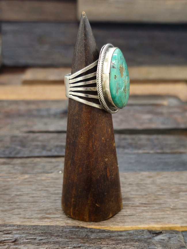 Adjustable Green Turquoise Ring by Richard Jim