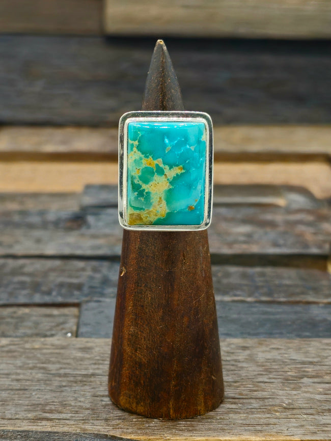 Adjustable Rectangular Royston Turquoise Ring