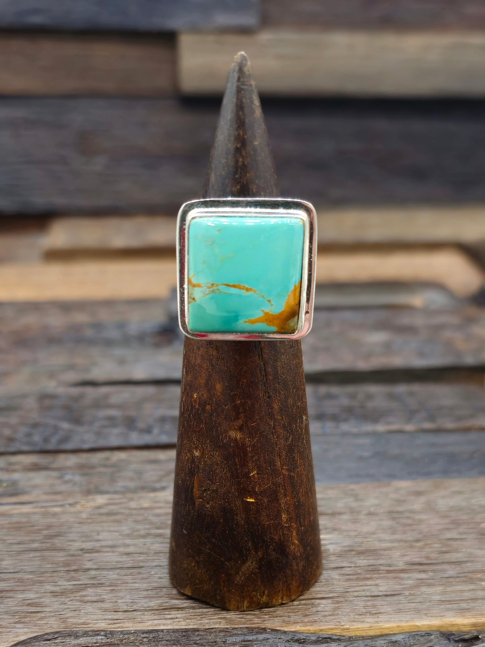 Adjustable Square Royston Turquoise Ring