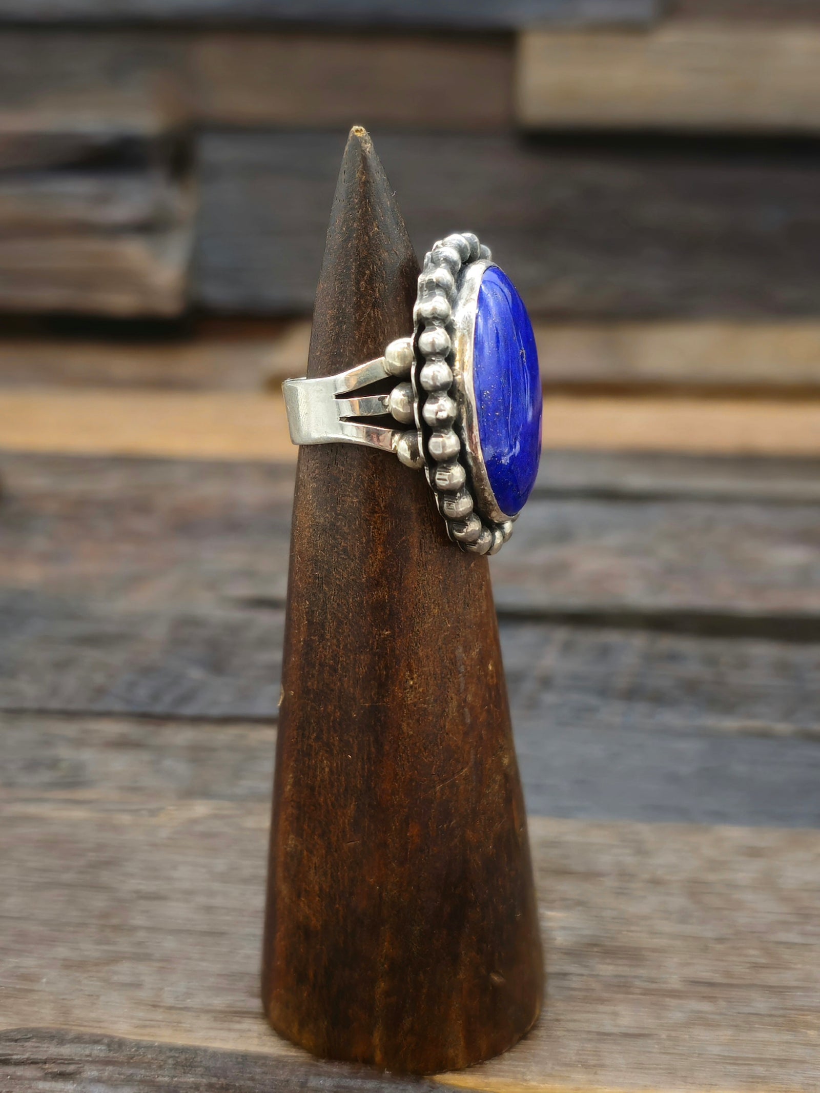 Sterling Silver Lapis Ring by Linda Yazzie Size 7