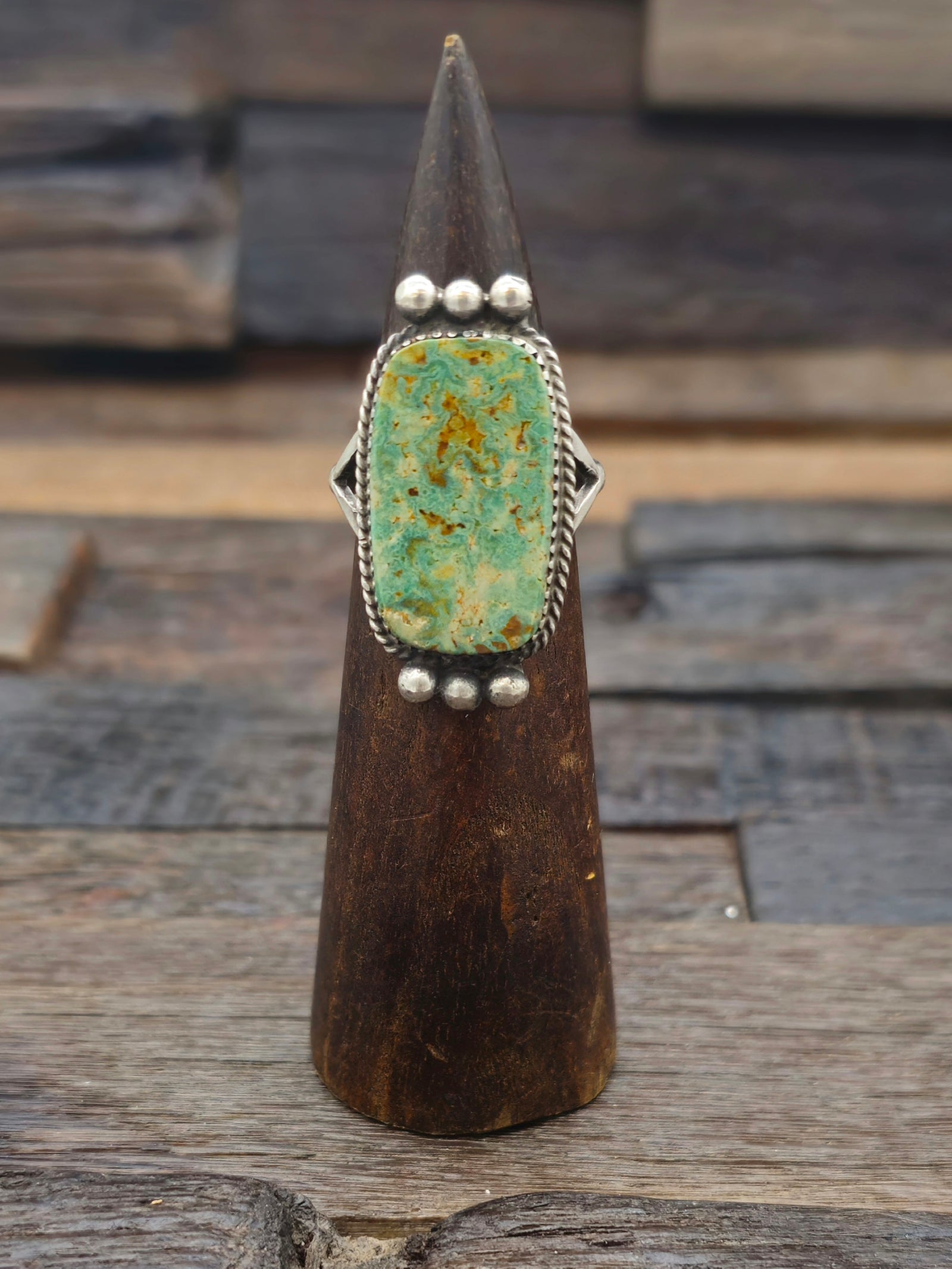 Green Turquoise Ring by Selena Warner Size 10