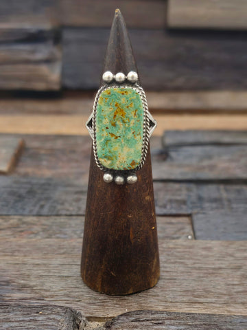 Adjustable Rectangular Royston Turquoise Ring