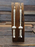 Long Stamped Sterling Silver Squash Blossom Earrings