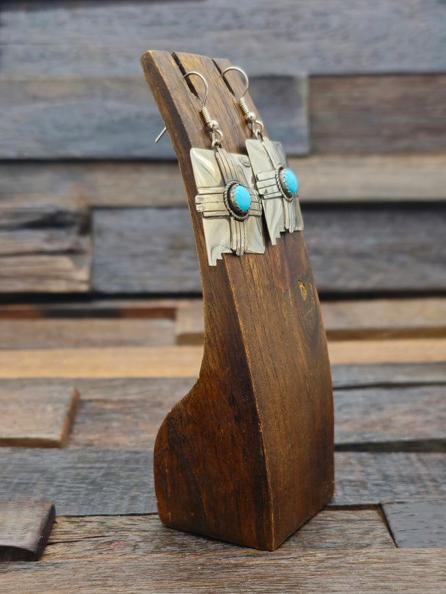 Sterling Silver and Turquoise New Mexico Earrings by Jim James