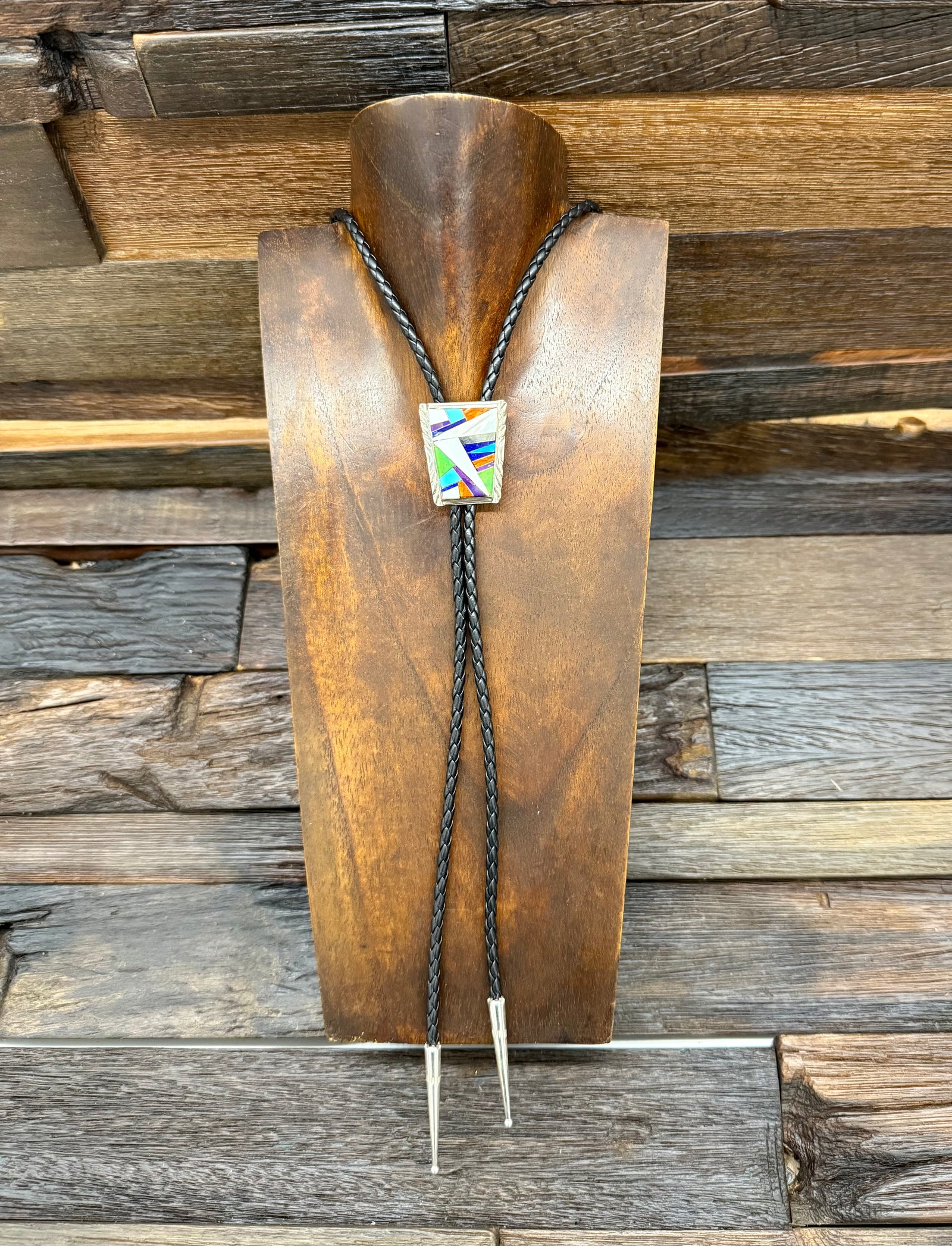 Navajo Inlayed Multi-Stone Bolo by Arnold Yazzie