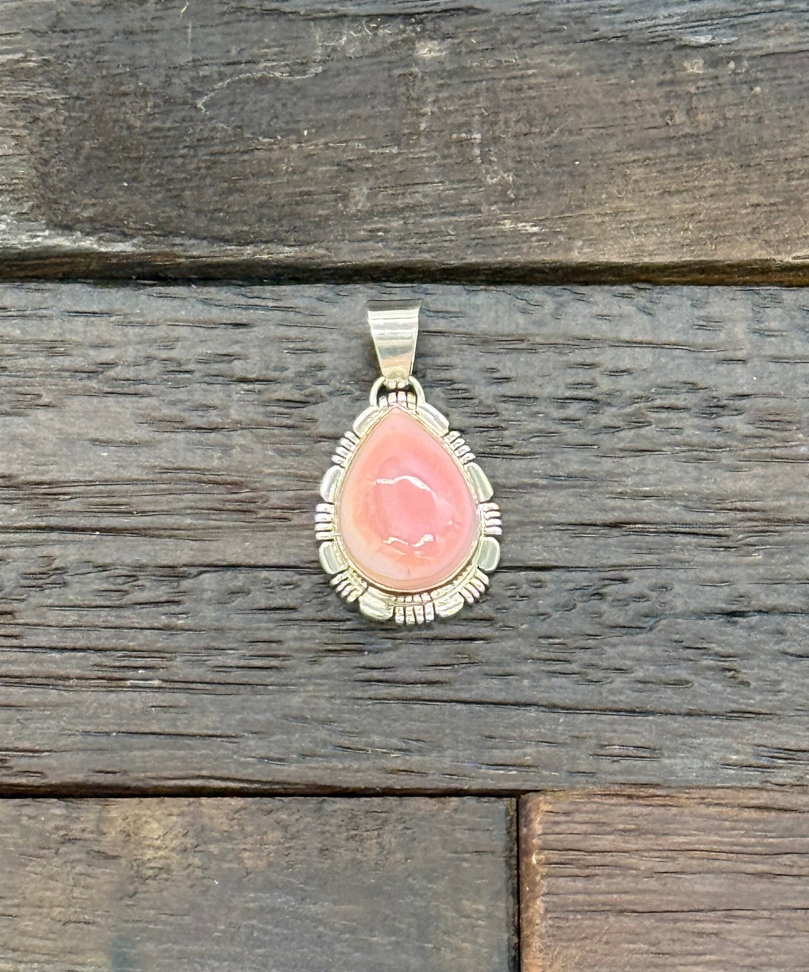 Medium Pink Conch Teardrop Pendant