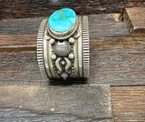 Sterling Silver Stamped & Sonoran Mountain Turquoise Bracelet