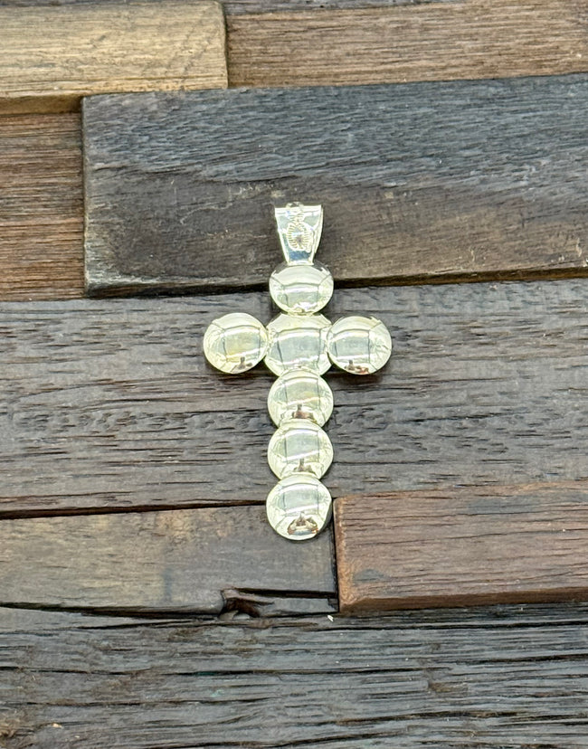 Silver Pillow Bead Cross